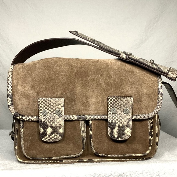 NWT - Michael Kors Large Suede Flap Hewitt Messenger - Picture 1 of 14